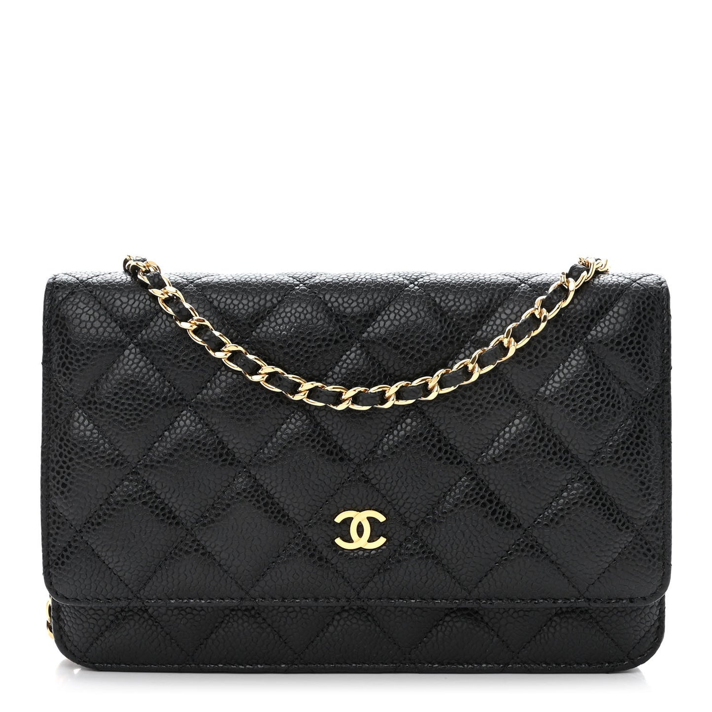 Caviar Quilted Wallet on Chain WOC Black