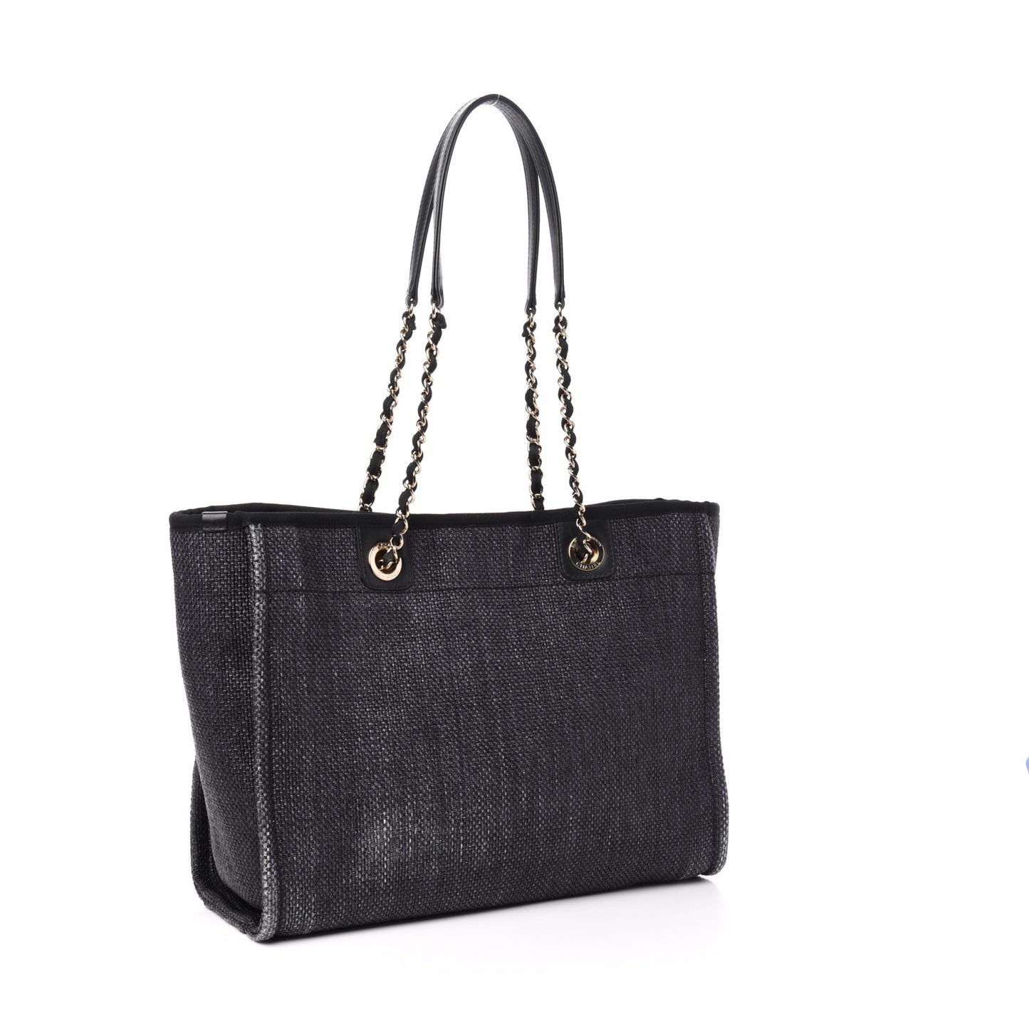 Mixed Fibers Calfskin Small Deauville Tote Black