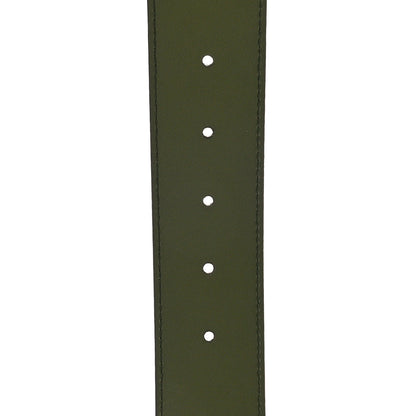 Gucci Azalea Calfskin Enamel Monochrome Double G 40mm Belt 75 30 Military Wood 3 of 5