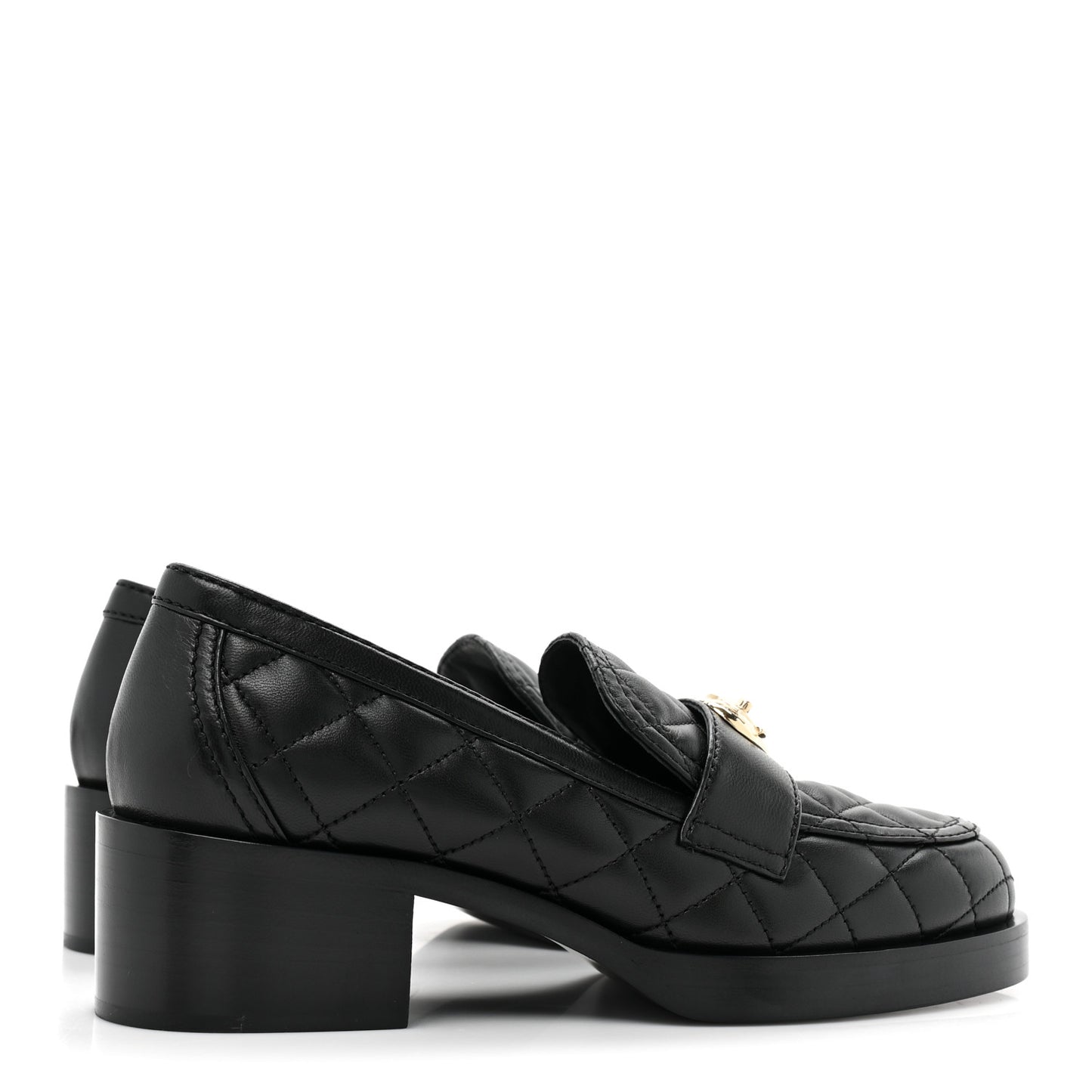 Lambskin Quilted CC Heart Loafers 37 Black