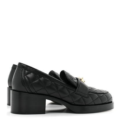 Chanel Lambskin Quilted CC Heart Loafers 37 Black 4 of 9