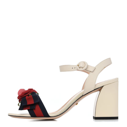 Gucci Malaga Kid Web Rose Ankle Strap Sandals 39.5 Mystic White 1 of 13