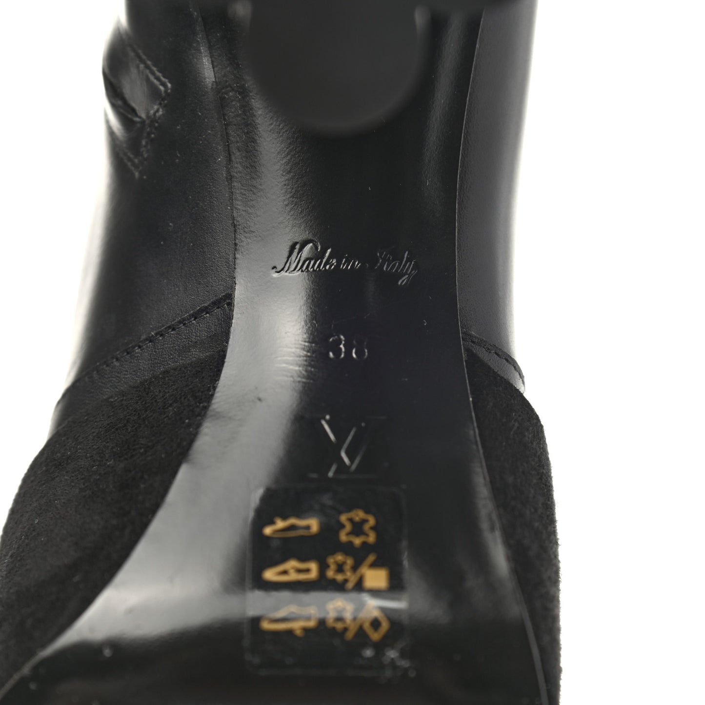 Suede Calfskin Monogram Podium Platform Ankle Boots 38 Black