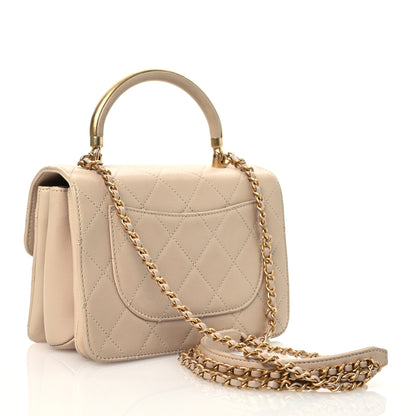 Chanel Calfskin Quilted Metal Small Top Handle Envelope Flap Beige 3 of 16