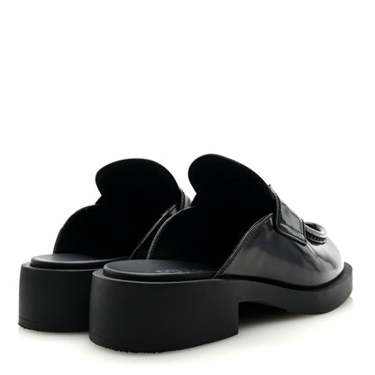 Prada Spazzolato Metal Triangle Logo 40mm Loafer Mules 36.5 Black 4 of 9