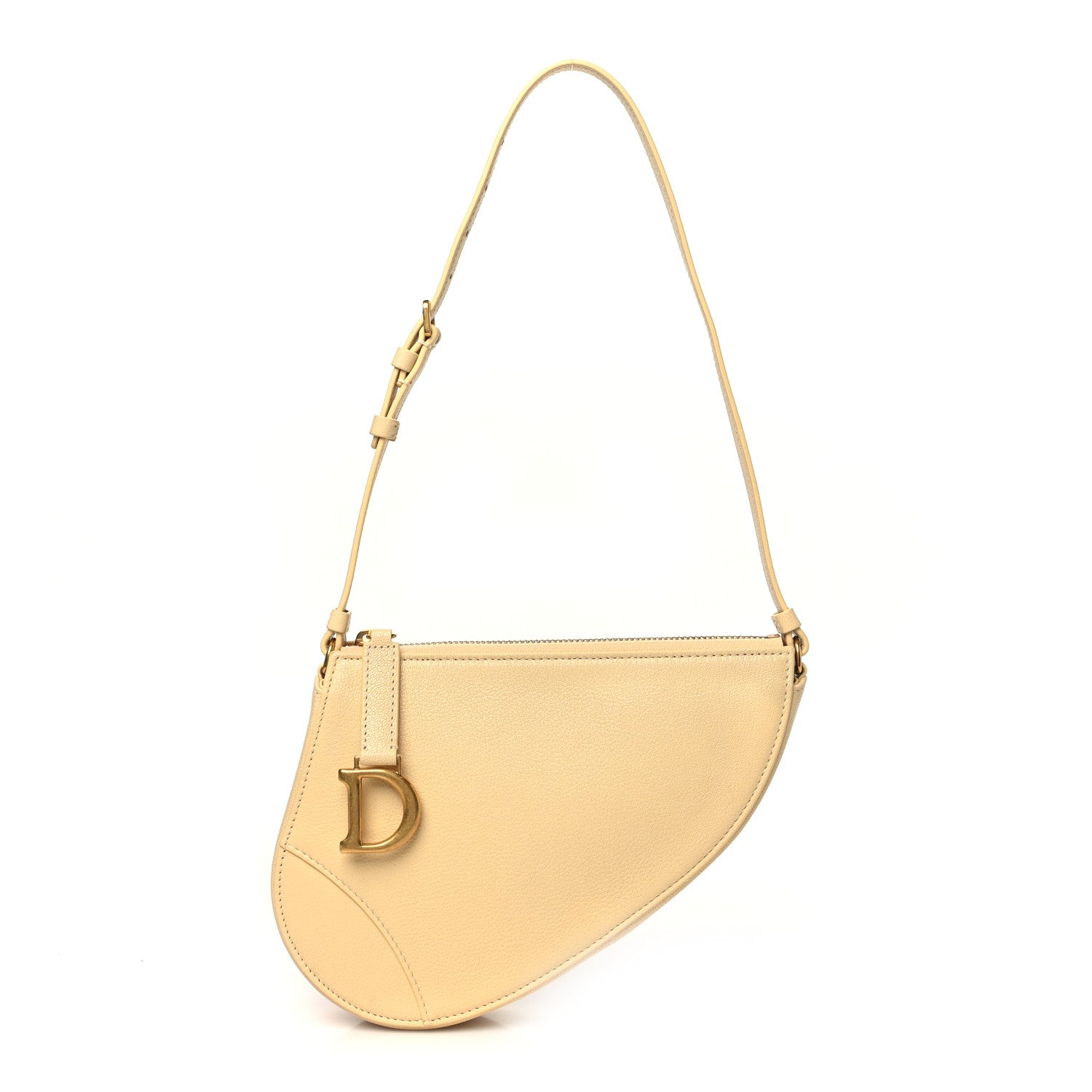 Christian Dior Goatskin Saddle Rodeo Pouch Pastel Light Yellow