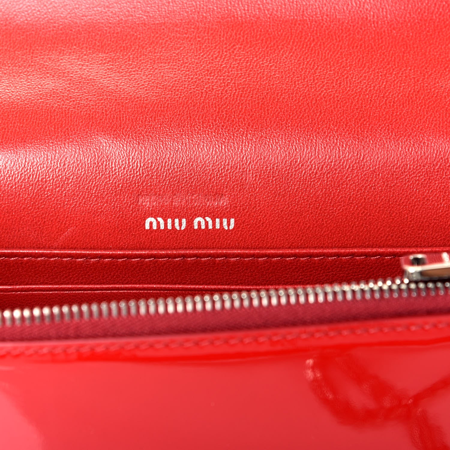 Miu Miu Patent Crystal Logo Mini Crossbody Fuoco 6 of 8