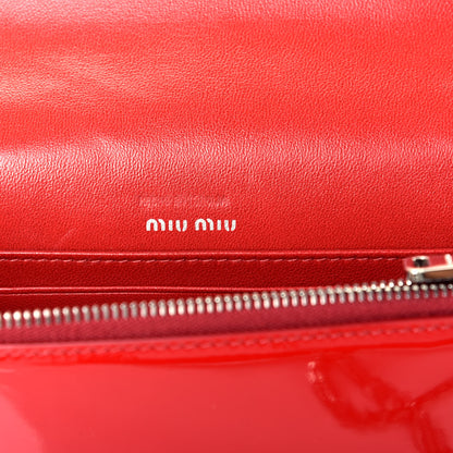 Miu Miu Patent Crystal Logo Mini Crossbody Fuoco 6 of 8