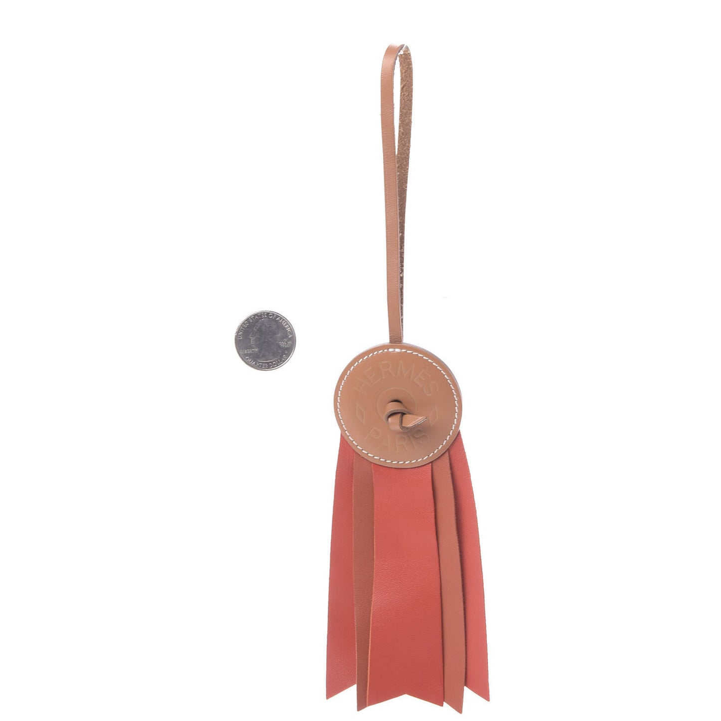 Hunter Cowhide Milo Lambskin Paddock Flot Bag Charm Orange