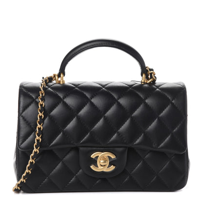 Chanel Lambskin Quilted Mini Top Handle Rectangular Flap Black 1 of 11
