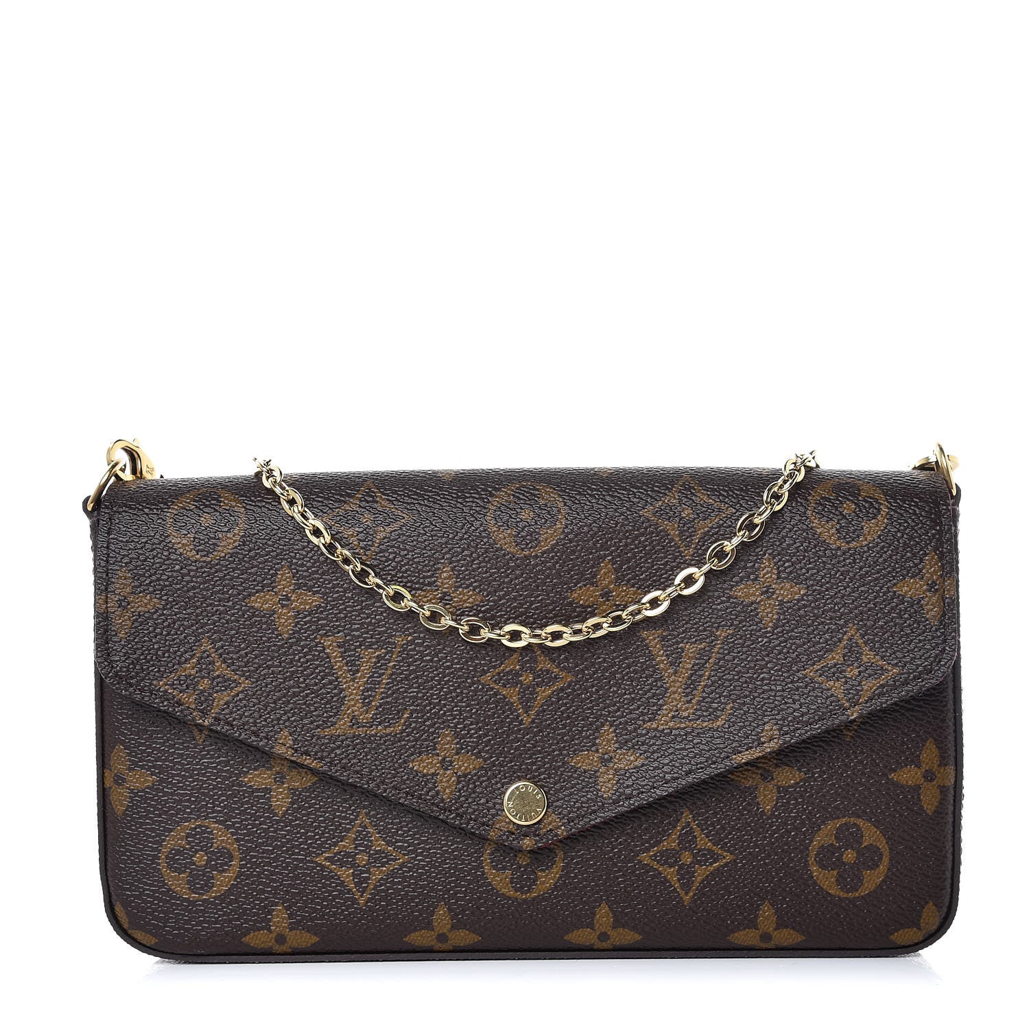 Louis Vuitton Monogram Pochette Felicie Chain Wallet Fuchsia 1 of 13