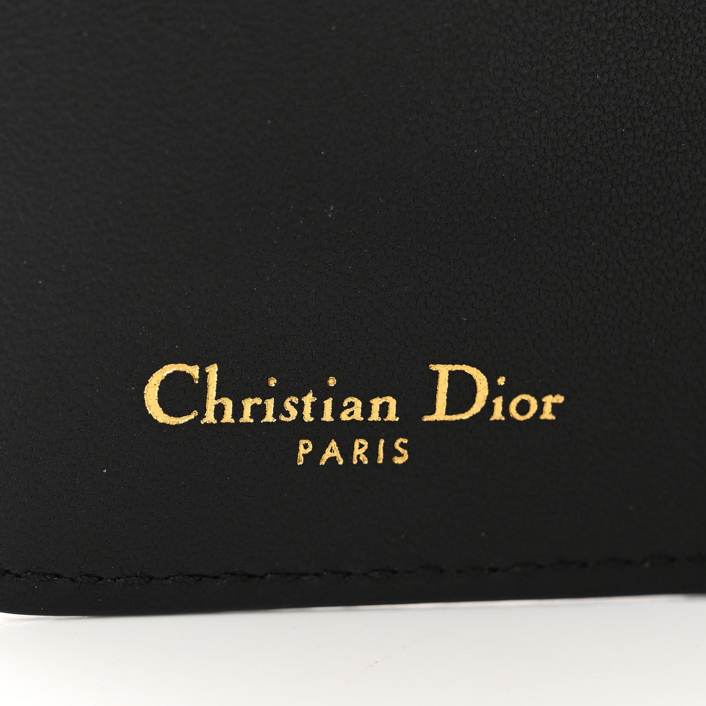 Grained Calfskin Supple Cannage Caro Compact Zip Card Wallet Black