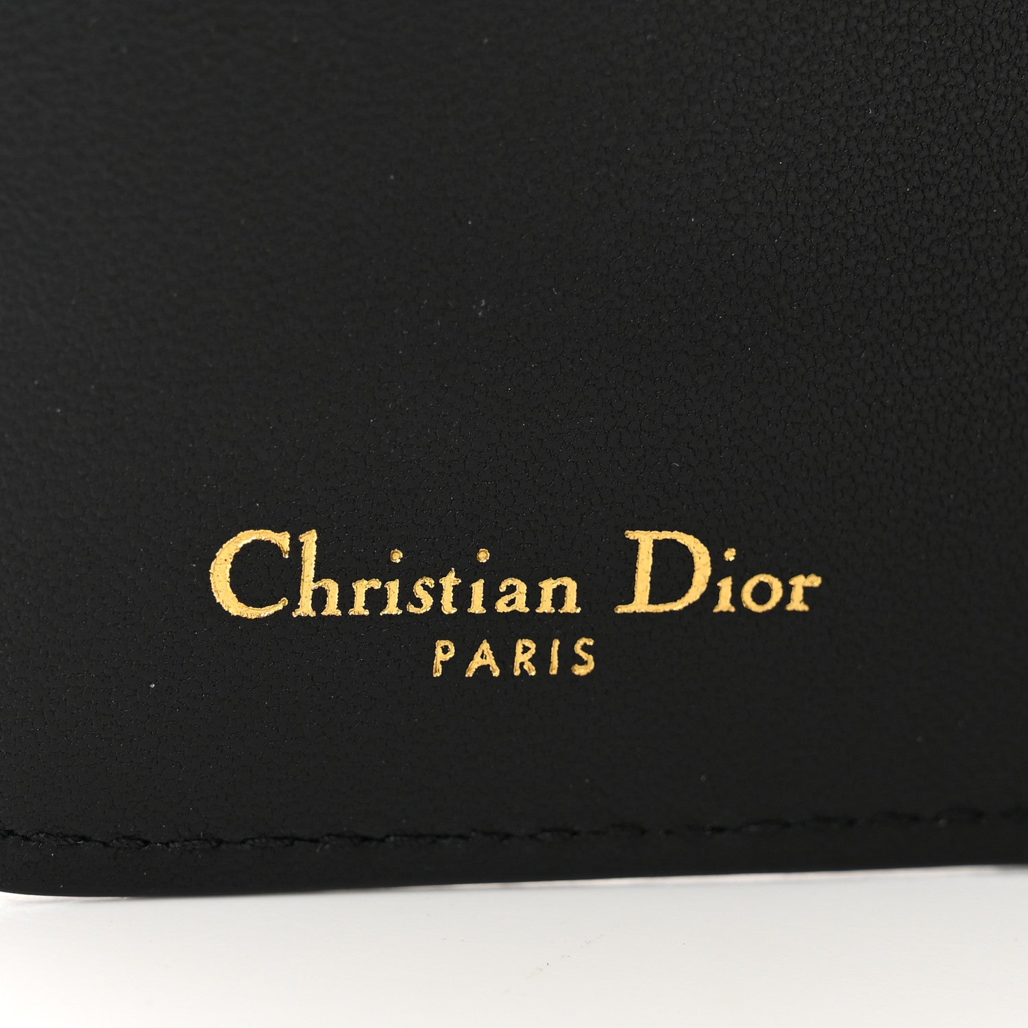 Christian Dior Grained Calfskin Supple Cannage Caro Compact Zip Card Wallet Black 7 of 7
