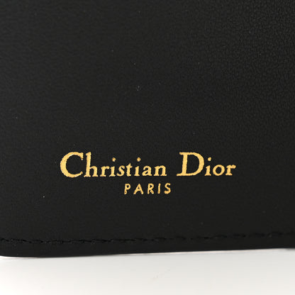 Christian Dior Grained Calfskin Supple Cannage Caro Compact Zip Card Wallet Black 7 of 7