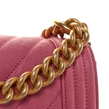 Chanel Caviar Chevron Quilted Small Boy Flap Dark Pink 36 of 40