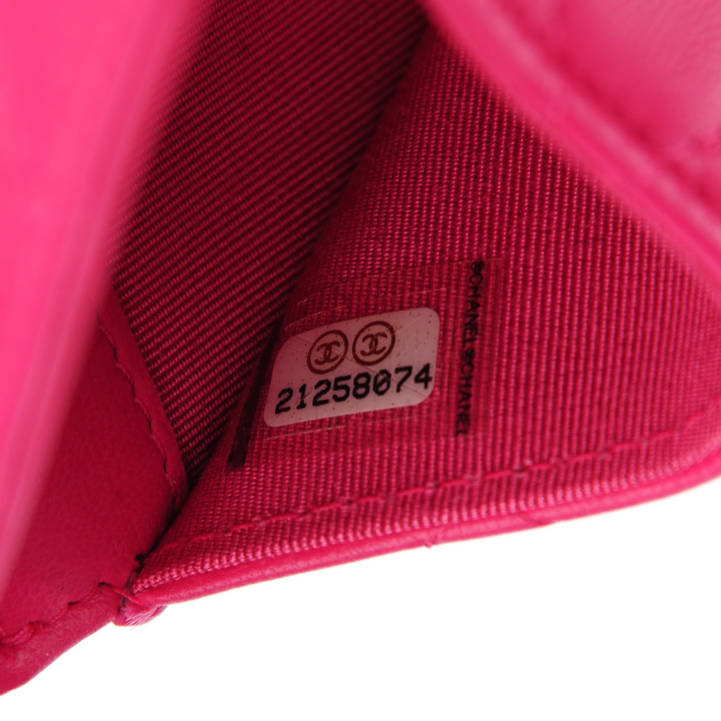 Lambskin Quilted Flap Card Holder Fuchsia