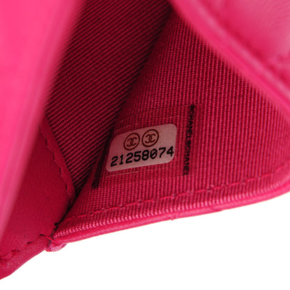 Chanel Lambskin Quilted Flap Card Holder Fuchsia 6 of 7