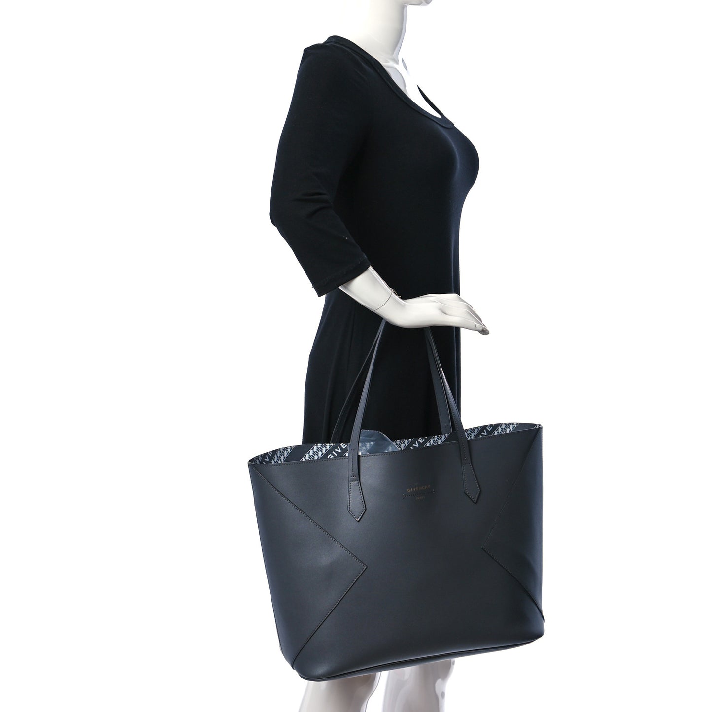 Smooth Calfskin Wing Shopper Tote Grey White