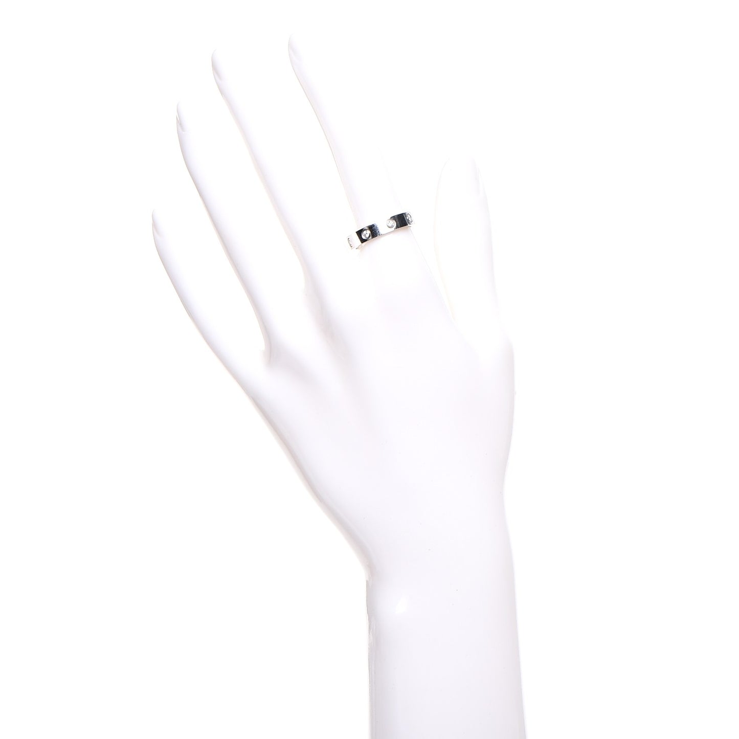 18K White Gold 8 Diamond 4mm LOVE Wedding Band Ring 54 6.75