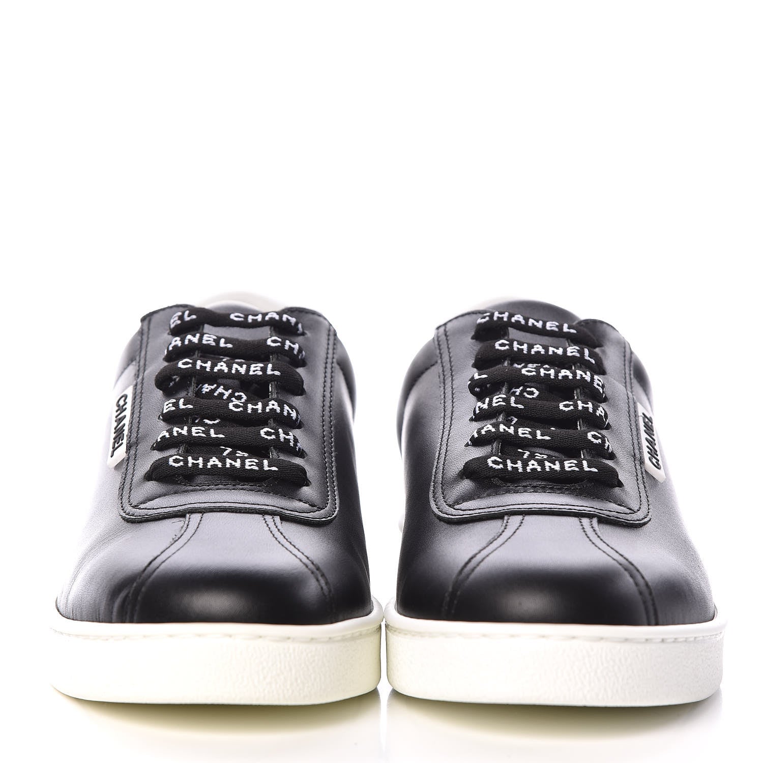 Chanel Calfskin CC Womens Sneakers 38.5 Black 3 of 9
