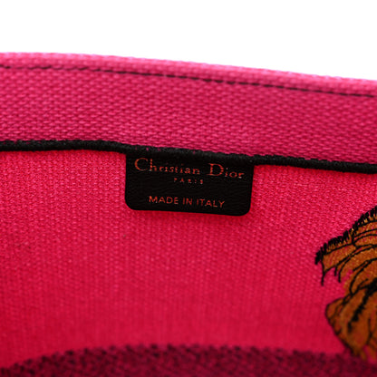 Christian Dior Canvas Embroidered Large Zoom Pop Toile de Jouy Book Tote Fuchsia Multicolor 7 of 11