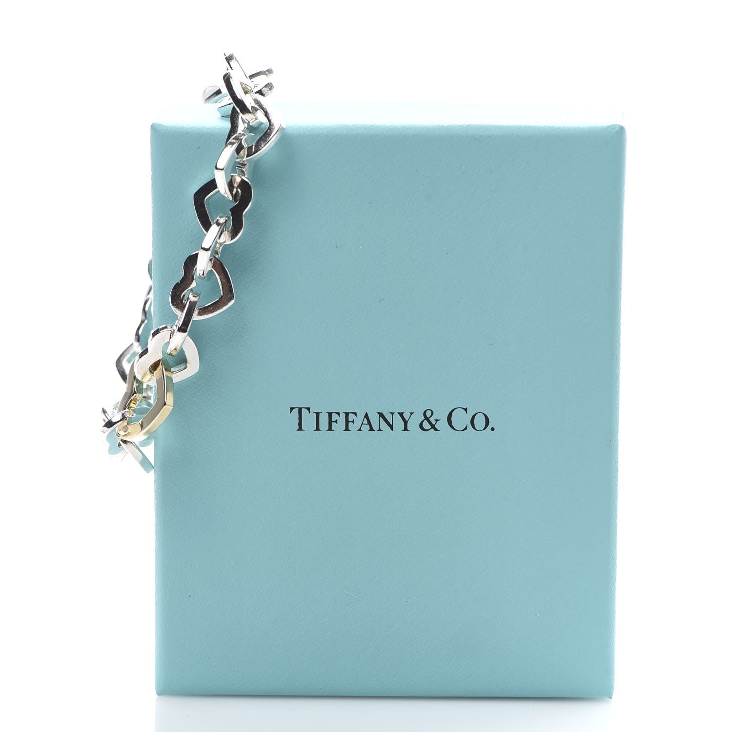 Tiffany Sterling Silver 18K Yellow Gold Heart Links Bracelet 6 of 6