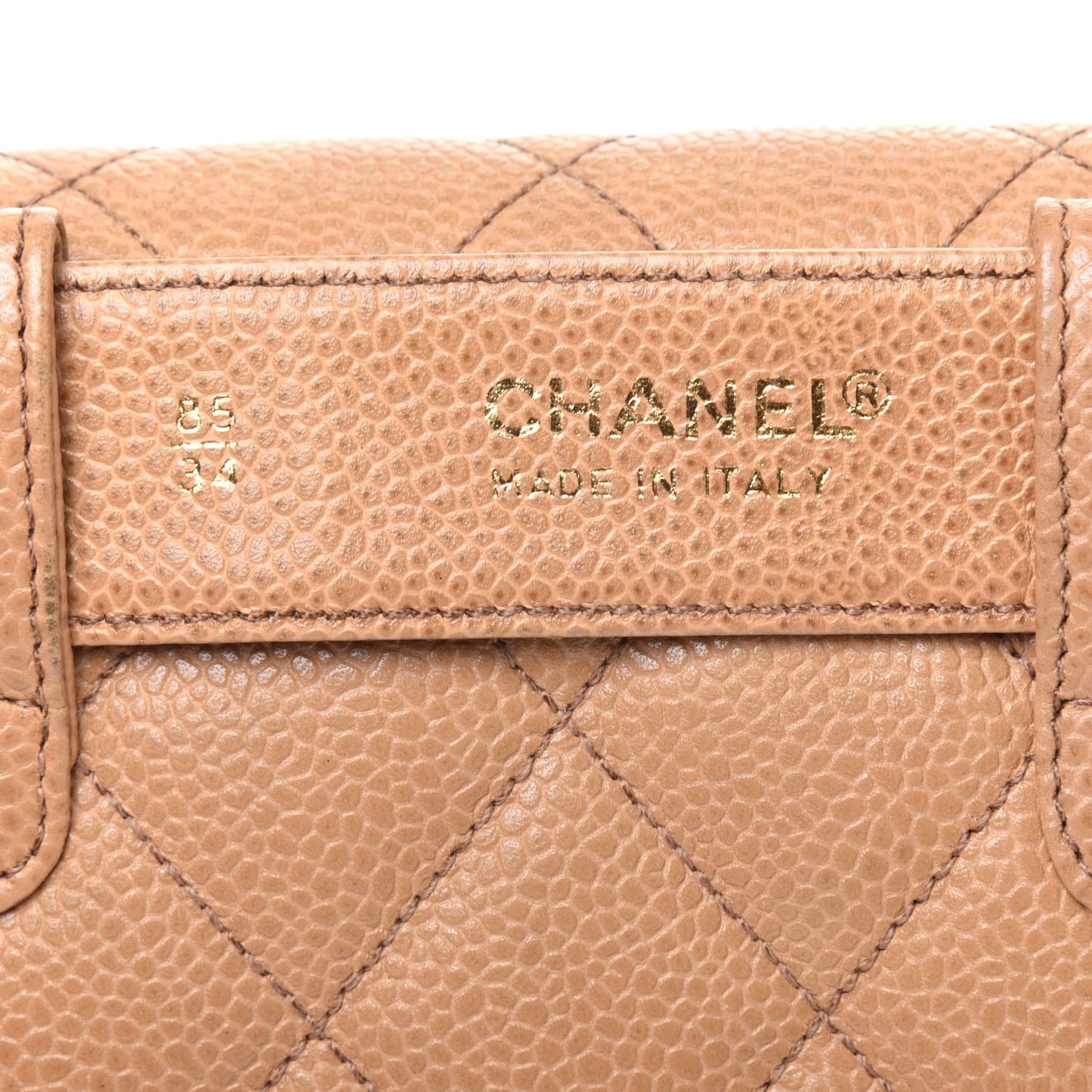 Caviar Quilted Flap Belt Bag Clutch 85 34 Beige