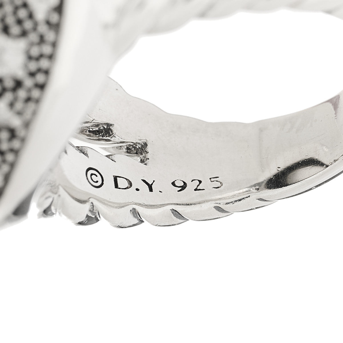 David Yurman Sterling Silver Diamond Mother of Pearl Quartz 14mm Midnight Melange Ring 59 8.75 5 of 5