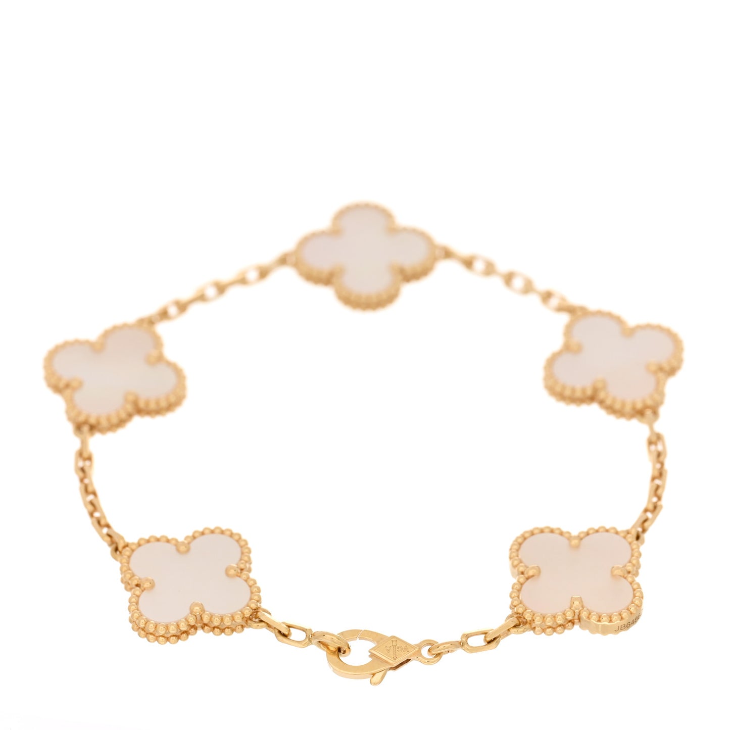 18K Yellow Gold Mother of Pearl 5 Motifs Vintage Alhambra Bracelet