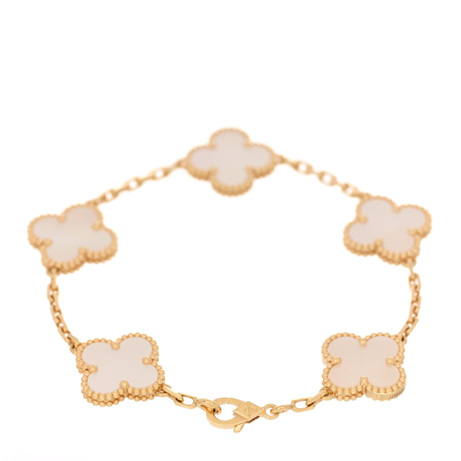 Van Cleef & Arpels 18K Yellow Gold Mother of Pearl 5 Motifs Vintage Alhambra Bracelet 2 of 4