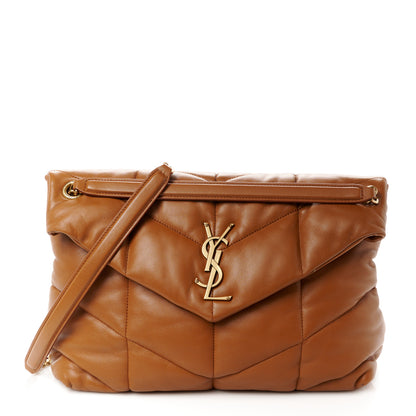 Saint Laurent Lambskin Quilted Medium Loulou Puffer Monogram Chain Satchel Miel Dark 1 of 10