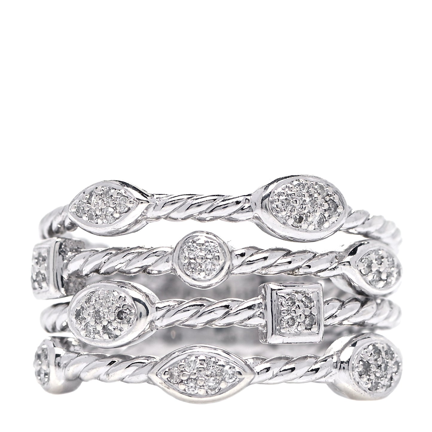 Sterling Silver Diamond Confetti 4 Row Ring 60 9