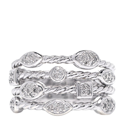 David Yurman Sterling Silver Diamond Confetti 4 Row Ring 60 9 1 of 5