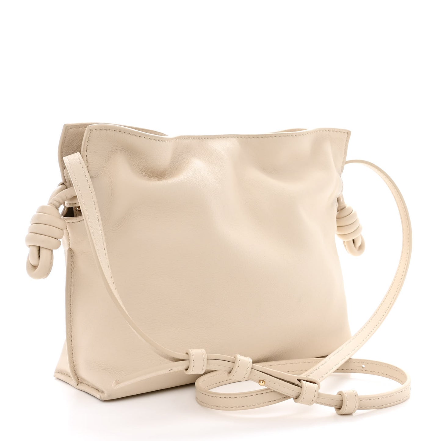 Calfskin Mini Flamenco Knot Clutch Angora