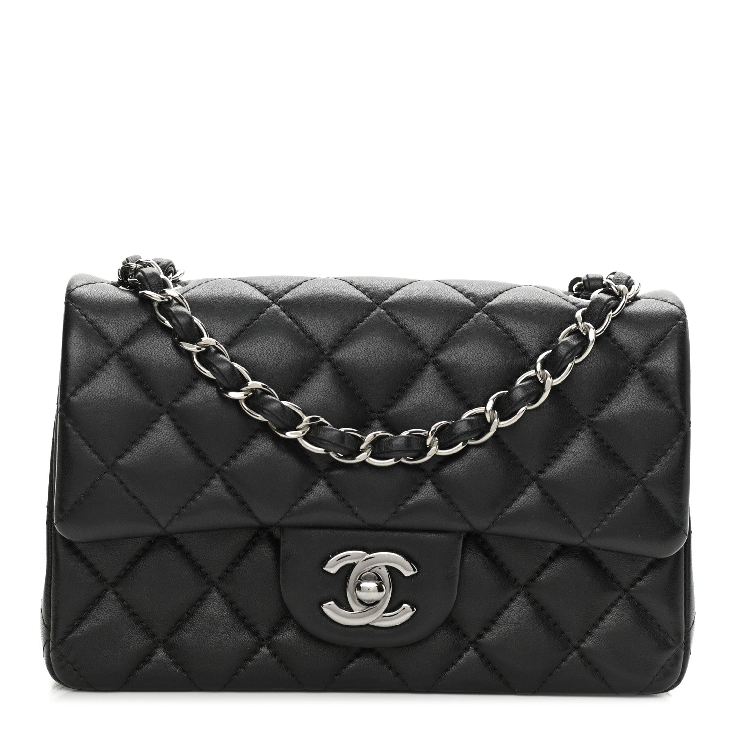Chanel Lambskin Quilted Mini Rectangular Flap Black 1 of 11