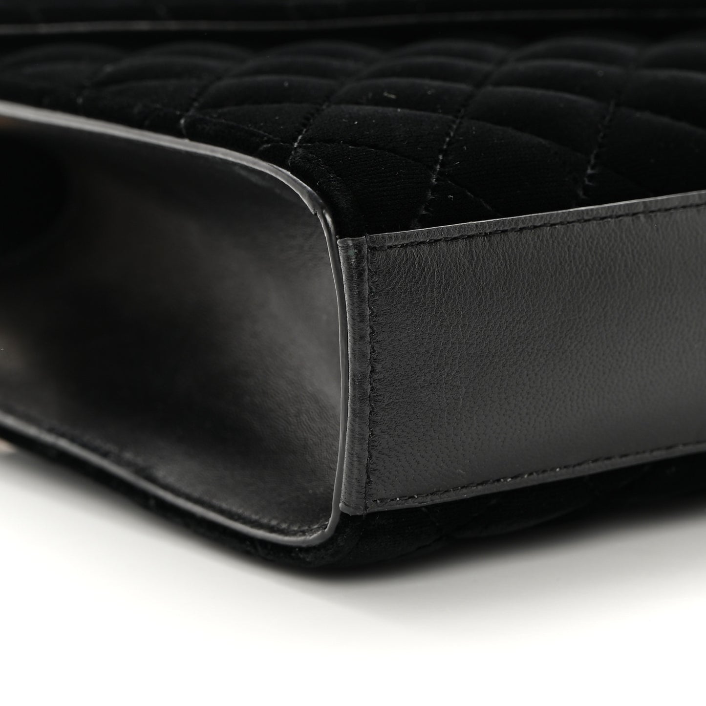 Velvet Tri-Quilt Monogram Medium College Bag Black