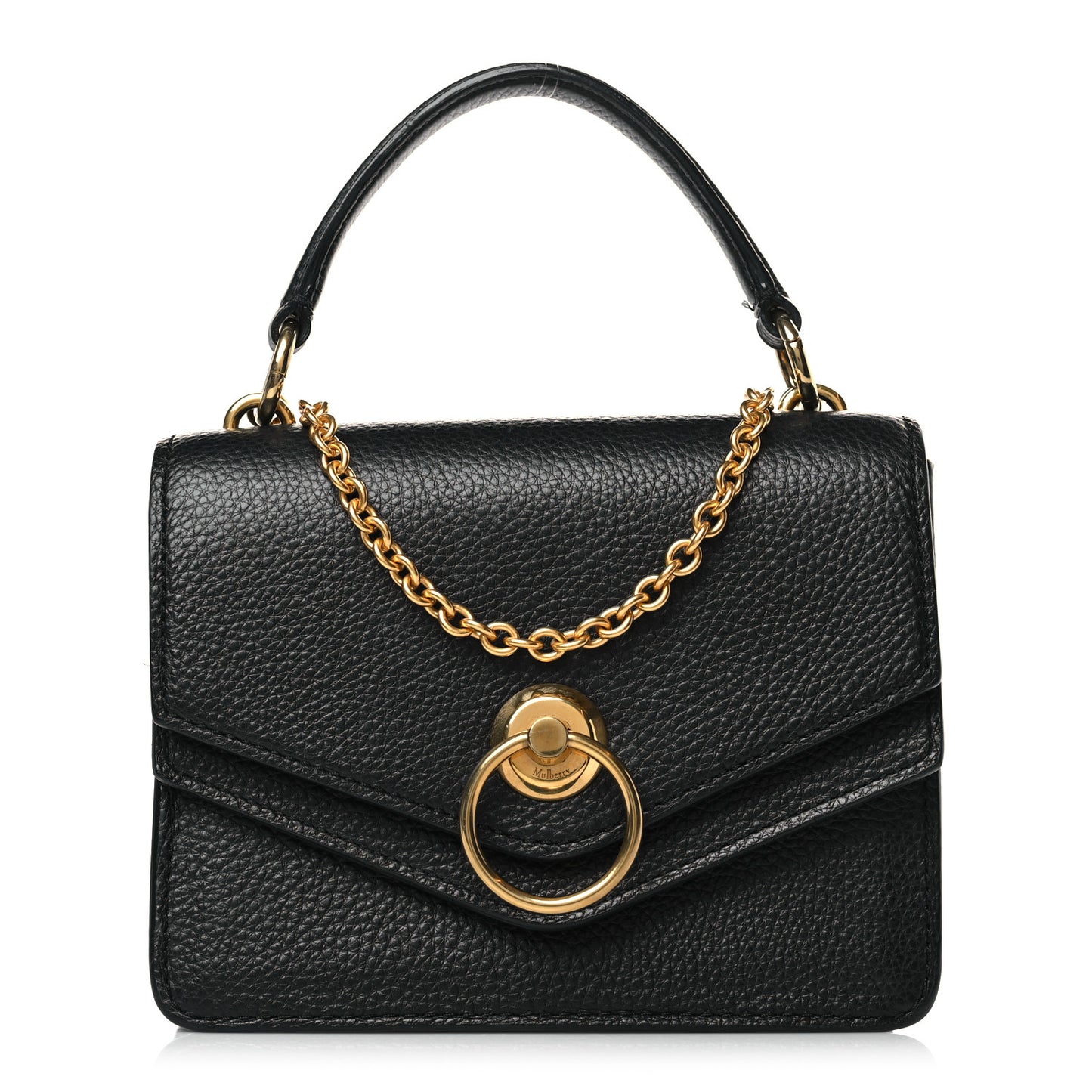 Grained Calfskin Small Amberley Top Handle Crossbody Black