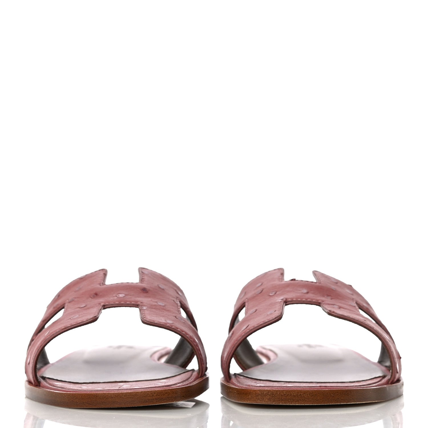 Hermes Ostrich Oran Sandals 37.5 Rouge Blush 2 of 14