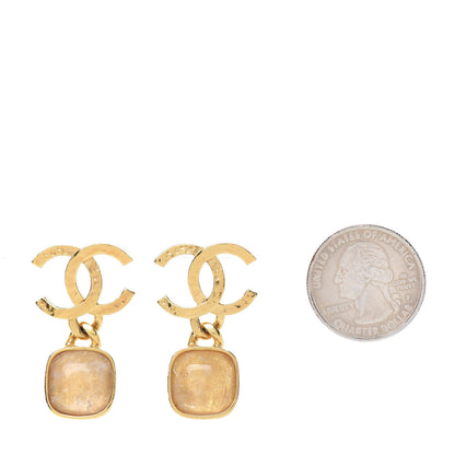 Chanel Metal Natural Stones CC Drop Earrings Gold 2 of 4