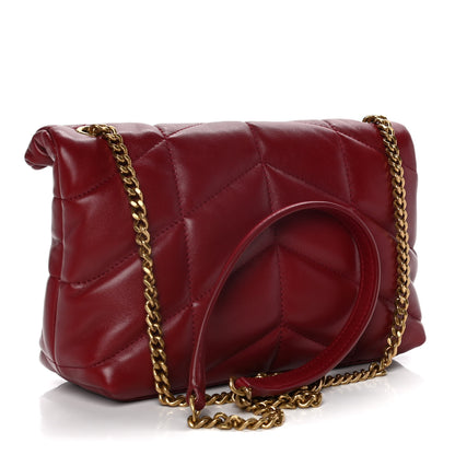 Saint Laurent Lambskin Quilted Toy Loulou Puffer Monogram Chain Satchel Red 3 of 17