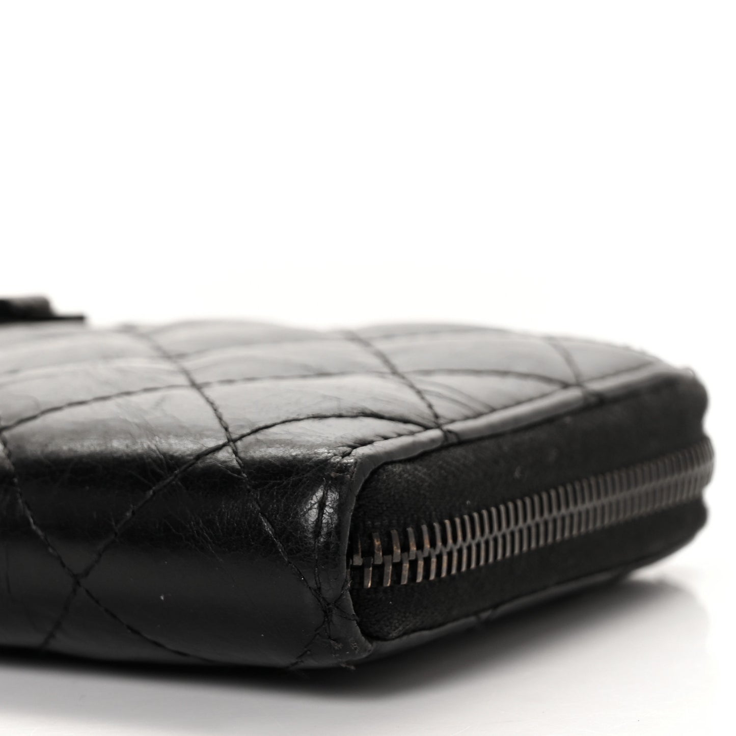 Aged Calfskin Quilted Reissue Large Gusset Zip Around Wallet So Black