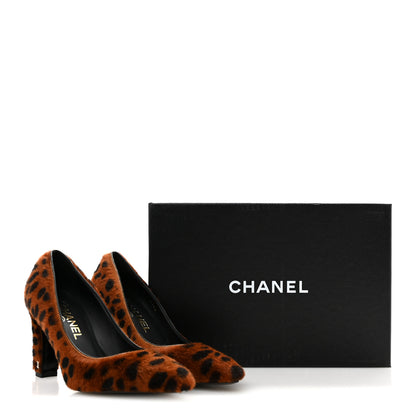 Chanel Pony Hair Lambskin Pumps 36.5 Brown Black 10 of 10