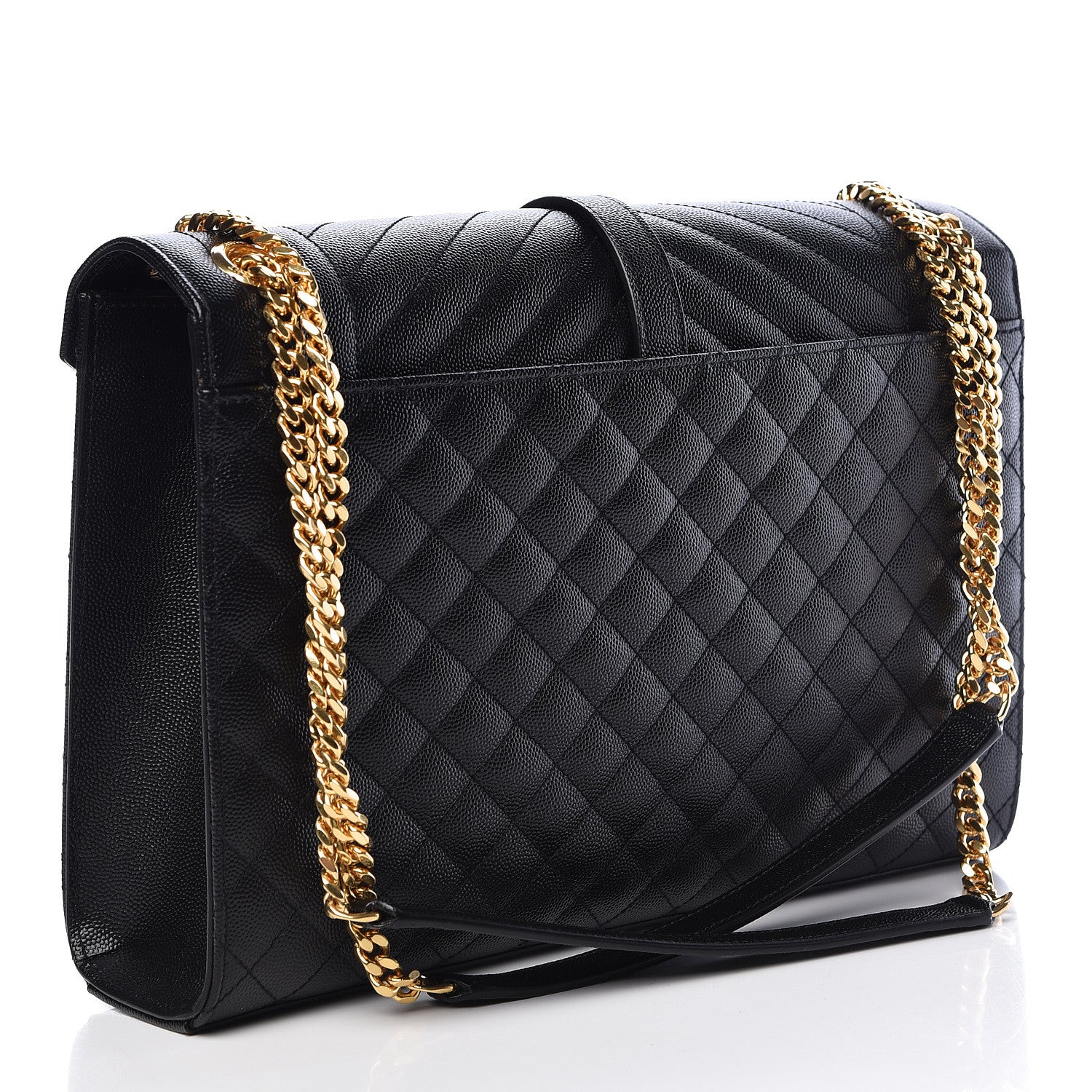 Saint Laurent Grain De Poudre Textured Mixed Matelasse Large Triquilt Monogram Satchel Black 3 of 10