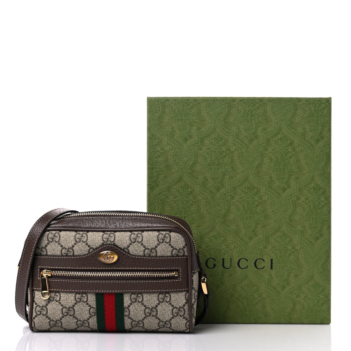 GG Supreme Monogram Web Mini Ophidia Shoulder Bag Brown