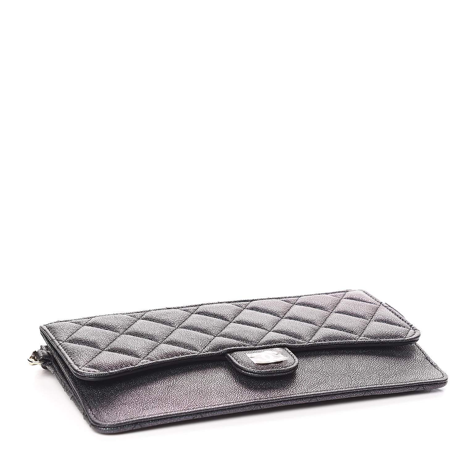 Chanel Iridescent Caviar Quilted Classic Pouch With Handle Black 4 of 8