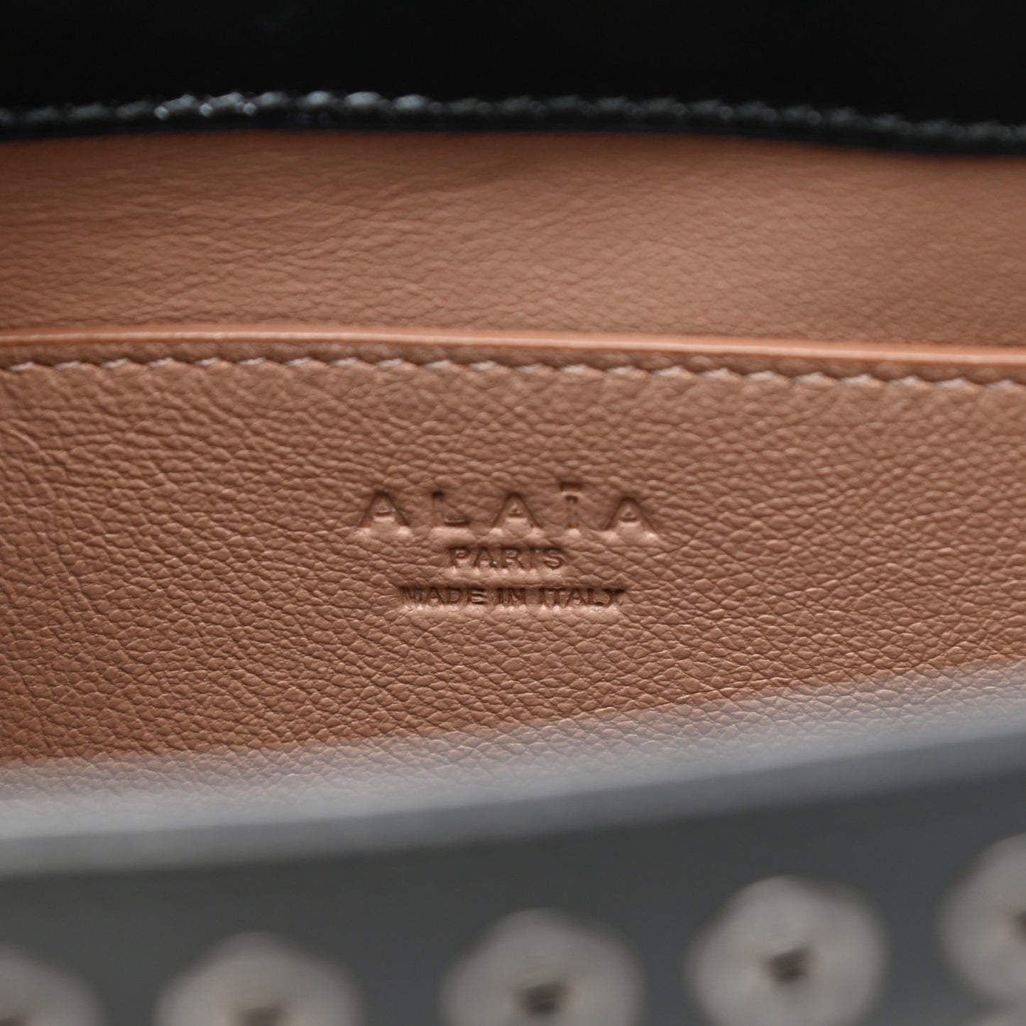 Calfskin Grommet Studded Clutch Black