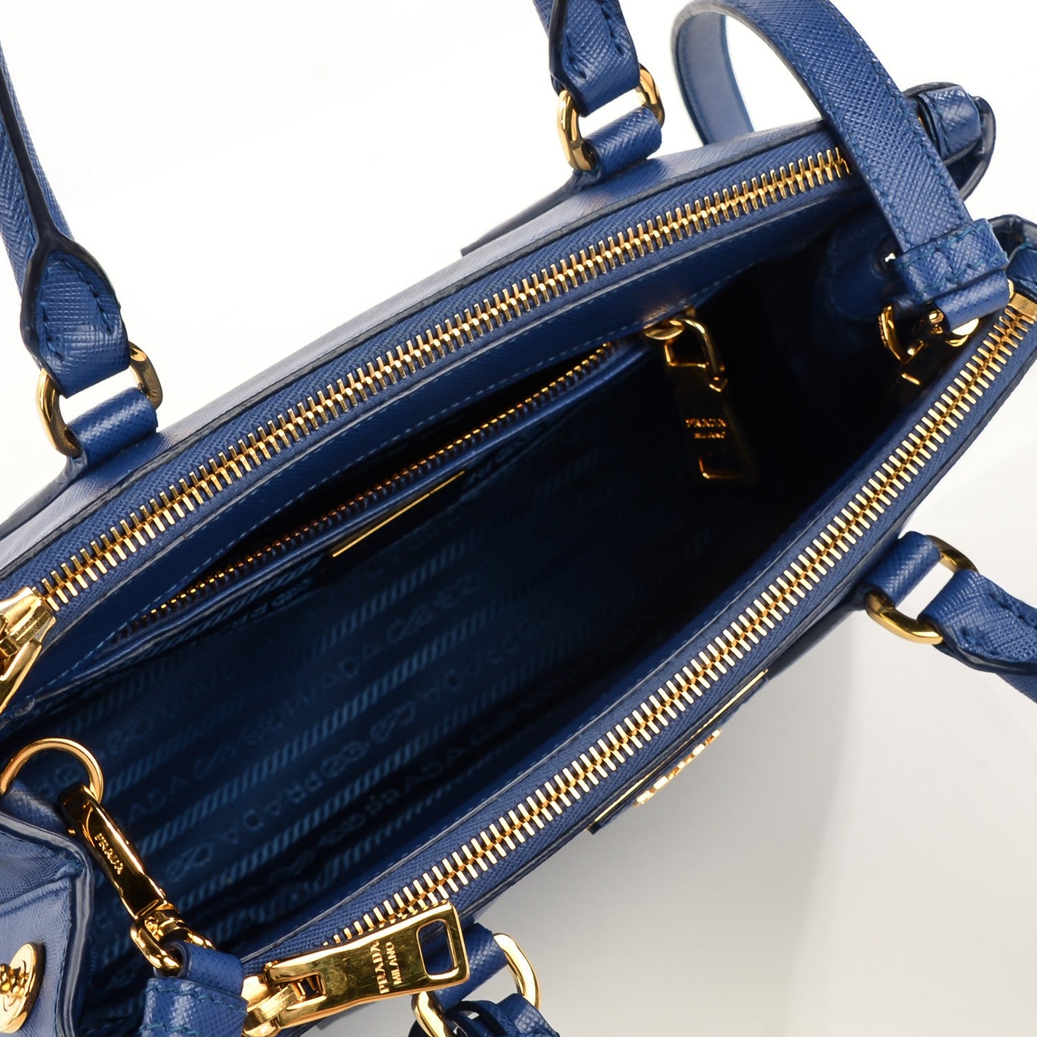 Prada Saffiano Mini Galleria Double Zip Tote Bleuette 7 of 11