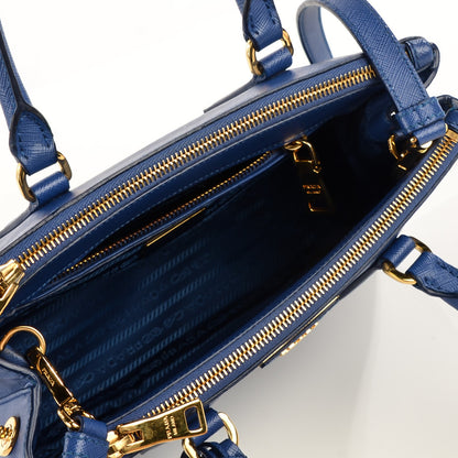 Prada Saffiano Mini Galleria Double Zip Tote Bleuette 7 of 11