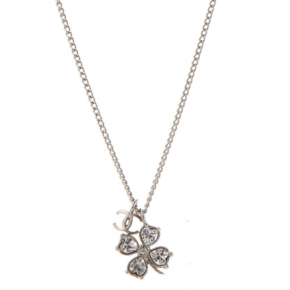 Chanel Crystal CC Four Leaf Clover Pendant Necklace Gold 1 of 7