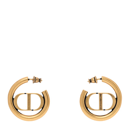 Christian Dior Metal 30 Montaigne Hoop Earrings Aged Gold 1 of 5